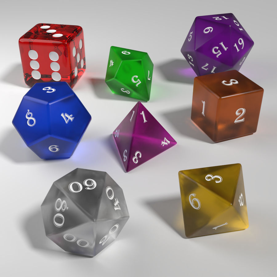 role playing glass dice collection dying game model number toy zcreator 3D print model - Mito3D