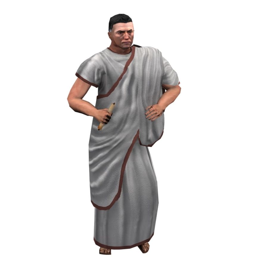 roman diplomat alint ancient animated character clothes face game guys hair head human lower male man model papyrus poly ready scrolling toga tunic walking 3D print model - Mito3D