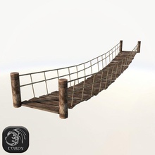 rope bridge low poly 3d ancient architecture beam cordy cross elements forest game lower model mountain old plank ready river road structure wood wooden 3d print model - Mito3D