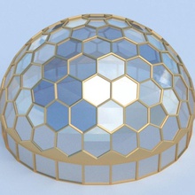 rodada do hexágono cúpula 3d de arquitetura activos prédio doom fantasia vidro o verde hex a casa inteligência modelo scifi estrutura 3d print model - Mito3D