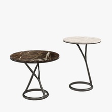 round marble coffee table poliform iron black brown forge furnishings furniture italy metal milano model oval oxidized polished rusty ruwolf styled triple twisted white 3d print model - Mito3D