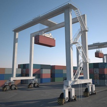 rtg crane cargo carrier container crate docking freight gantry harbor heavy industrial iso lift mobile model port shipping terminal tower transport vehicle ytjmodels 3d print model - Mito3D