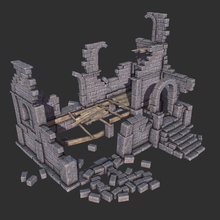 ruined house architecture building damaged destroy exterior fantasy game historic lower medieval model old poly ready ruin sayoend structure tower 3d print model - Mito3D