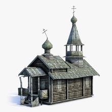 Rus köy Kilisesi 02 lod 3dmmo terk edilmiş mimarlık bina kilise çöl oyun tarihi daha düşük model eski Ortodoks poly gerçek din kırsal Rusya yapısı zaman ahşap 3d print model - Mito3D