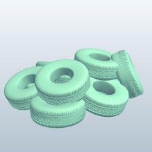 s vehicle tire pile v3 1940s parts printable lowpoly 3d print model - Mito3D