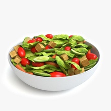 salad abramsdesign bowl carrot croutons cucumber deli dish food grocery healthy lettuce model tomato vegetable 3d print model - Mito3D