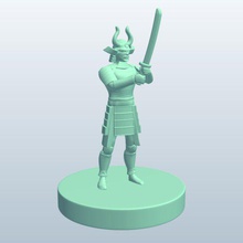 samurai warriorkatana espada v2 guerreiro katana pessoas printable lowpoly 3d print model - Mito3D