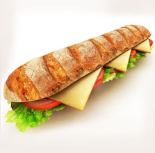 sandwich assouline baguette bread breakfast cheese collection deli fast food lettuce lunch model roll snack tomato vegetable wheat 3d print model - Mito3D