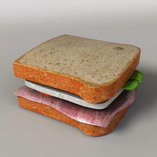 sandwich bread cheese cheeseburger eat food ham hamburger lunch makeionesco meat model radish salad tomato 3d print model - Mito3D