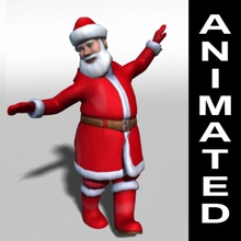 santa claus rigged animated 3d bip body character christmas dance december face hat human kvakling model new person present rig sack years 3d print model - Mito3D