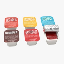 sauce cups barbecue browntimmy buffalo condiment cup dinner dip fast food honey ketchup lunch model mustard packets ranch restaurant vray 3d print model - Mito3D