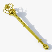 scepter 3d blunt crown crystal equipment gems golden historical king live melee metal model tool weapon 3d print model - Mito3D