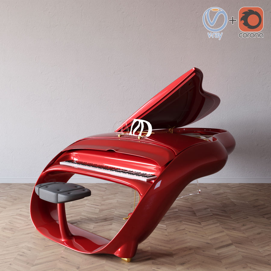 schimmel pegasus piano la bande corona le mobilier de l'instrument clavier modèle musique musicales l'orchestre en jouant rtework vray 3D print model - Mito3D