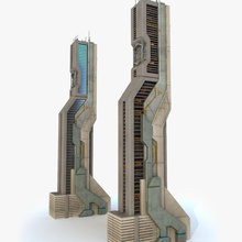 sci-fi futuristico edificio h Multimediale in 3d alien architettura città paesaggio urbano fantasia fi finzione casa modello moderna sic scienza scifi spazio stella la stazione struttura torre guerra 3d print model - Mito3D