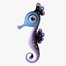 l'hippocampe animal aqua aquatiques dessin animé caractère le charme les créatures mignon de dragon du poisson drôle heidycurbelo hippocampu cheval vie modèle l'océan la mer snouted toon sous-marin 3d print model - Mito3D