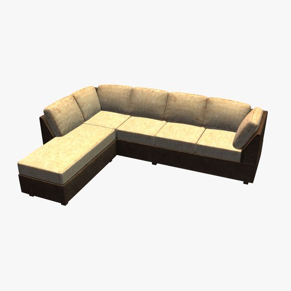 sectional sofa v1 furniture printable lowpoly 3D print model - Mito3D