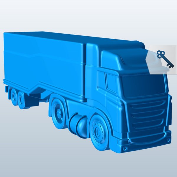 yarı kamyon w römork tekerlek v1 araç yazdırılabilir lowpoly 3D print model - Mito3D