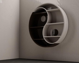 shelf yin yang books furnishings furniture model shelving studios tec vaulting 3d print model - Mito3D