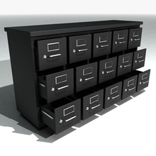 short metal filing cabinet black chest drawer file firelight studio furnishings furniture model office post sort storage wood wooden work 3d print model - Mito3D