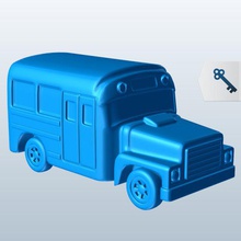 kurz Schule-bus v2 Schule bus Fahrzeuge bedruckbar ist lowpoly 3d print model - Mito3D