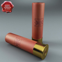 shotgun shell 3d molier 3ds ammo ammunition bullet cartridje firearm gun handgun hunt max model projectile realistic shot vray weapon 3d print model - Mito3D