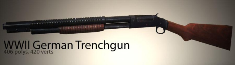 escopeta ww2 alemán trenchgun los aliados brazo ejes el barril la bala juego arma de fuego carga largo marco modelo rifle shell valenzuela video guerra 2 ª mundial segunda 3d print model - Mito3D