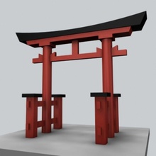 shrine japan ancient antiquity architecture asia docking elements gate japanese landmark port sgame shinto shipside structure torii water wood 3d print model - Mito3D