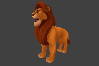 simba çizgi film aslan amfibi hayvan karakter oyun Kral daha düşük model poly hazır toon iki usd 3d print model - Mito3D