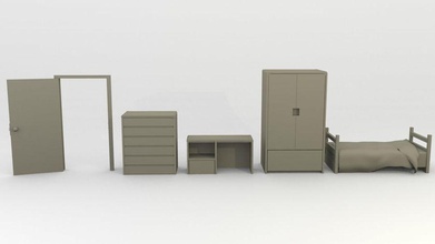 mobili semplici letto scrivania porta comò arredamento modello onewing949 semplice guardaroba 3d print model - Mito3D