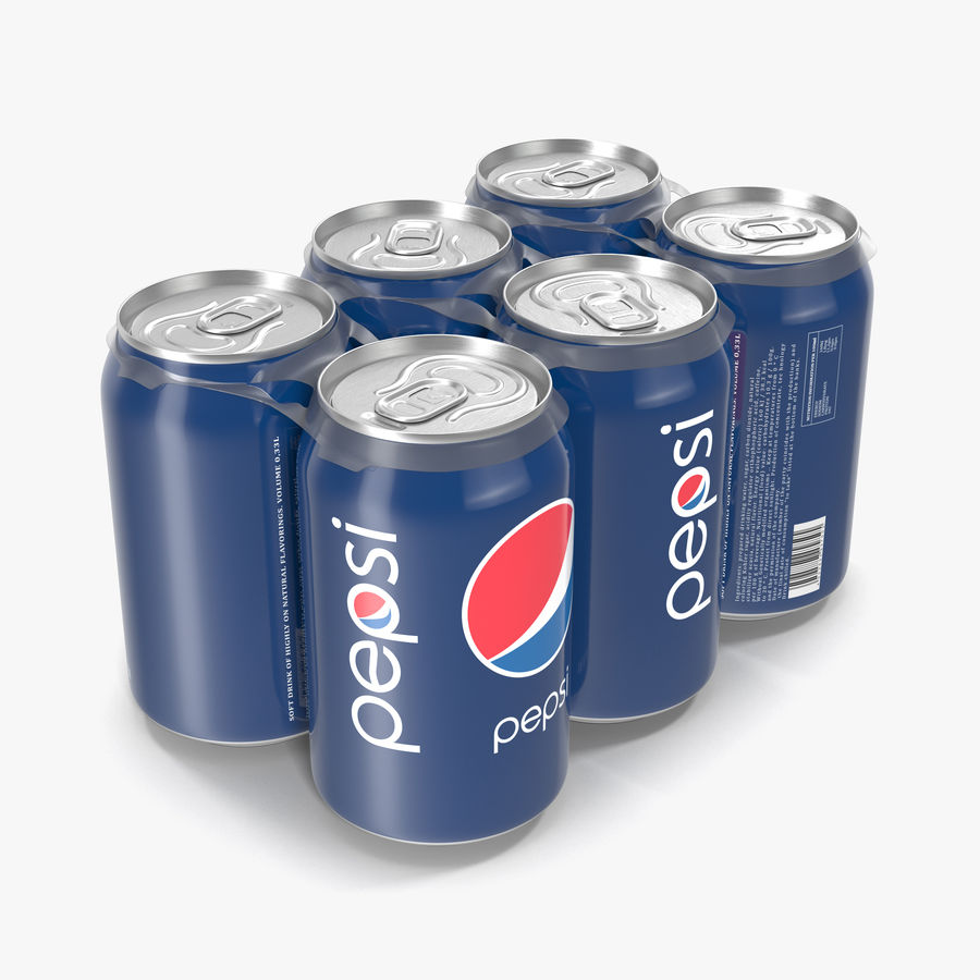 six-pack Dosen pepsi 0 5 3d 3d-molier 6 Aluminium Bier - Getränk können Sammlung container trinken Essen international l Deckel Flüssigkeit Modell pack Verpackung realistisch sind sechs soda Stahl zinn vray 3D print model - Mito3D