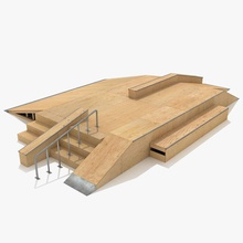 skate ramp elemanı h kaykay kutusu eğlenceli 3d multimedya bmx elemanları funbox yarım atlama model açık boru çeyrek rampa Skate Park spor merdiven ahşap 3d print model - Mito3D