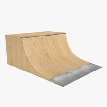 une rampe de skate, quarter pipe 3d multimédia bmx funbox la moitié sauter modèle plein air tuyauterie trimestre patinage planche à roulettes skatepark sport en bois 3d print model - Mito3D