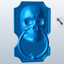 cráneo de la puerta aldaba v1 el decoraciones imprimible lowpoly 3d print model - Mito3D