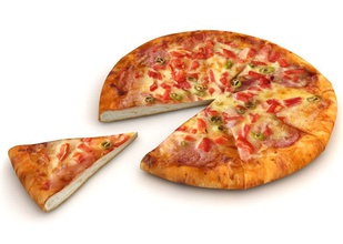 dilimlenmiş pizza kutusu karton teslimat diabolo akşam yemeği hamur hızlı gıda İtalyan daha düşük lowpoly öğle madmanreturn model makarna yapıştır biber parça poly salam dilim domates 3d print model - Mito3D