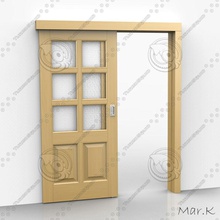 Schiebe-Tür Architektur Tür Elemente Eingang front Möbel Glas mar k Modell bewegen verschiebbar ist Holz 3d print model - Mito3D