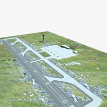 küçük havaalanı hava uçak mimarlık kötü tasarım bina ticari beton kontrol çim model pist sahne taksi yolu terminal arazi kule 3d print model - Mito3D