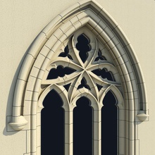 piccola ad arco gotico finestra di tipo ii 3d antichi antiquariato architettura chiesa classico daesci arredamento elementi storico modello vecchio ornamento realistici romanico rosa la pietra struttura a intaglio 3d print model - Mito3D