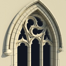 küçük kemerli Gotik pencere tipi 3d eski antika mimarlık kilise klasik daesci dekor elemanları tarihi model süs gerçekçi Romanesk rose taş yapısı oyma yazın 3d print model - Mito3D