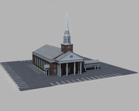 küçük kilise adamk mimarlık bina daha düşük otopark çokgen yapısı tapınaklar 3d print model - Mito3D