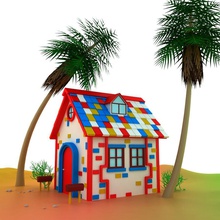small house architecture cartoon childhood colorful date fantasy floral fun green light model palm plant siding structure tree 3d print model - Mito3D