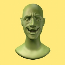 smiling elf portrait bust character creatures ear fantasy goblin green happy human laugh long mmorpg model nose pointy roleplay rpg smile statue veleum 3d print model - Mito3D