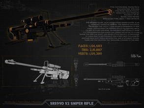 sniper rifle 99d ammunition armor bullet danger fire gun lethal magazine model range s2 scope shot srs tulshyan praneet weapon 3d print model - Mito3D