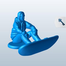 surfeur assis v1 personnes imprimable lowpoly 3d print model - Mito3D