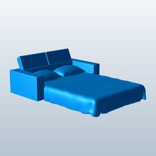 sofá cama v1 de la muebles imprimible lowpoly 3d print model - Mito3D