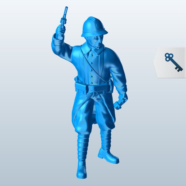 soldado prismáticos mano elevado pistola v1 personas imprimible lowpoly 3D print model - Mito3D