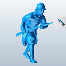 soldier crouched but walking rifle held out front v1 pose people printable lowpoly 3d print model - Mito3D