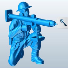 soldier one knee bazooka shoulder v1 people printable lowpoly 3d print model - Mito3D