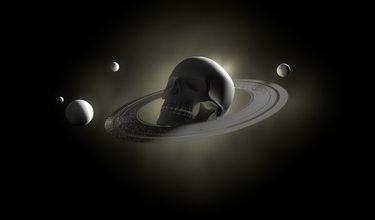 uzay kafatası alanı yıldız galaxi gezegen fantezi Satürn atmosfer craneo calavera iskelet 3d print model - Mito3D