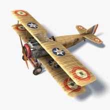 spad xiii low poly 13 aircraft airplane alienpioneer biplane fighter game historic lower military model plane war wwi 3d print model - Mito3D