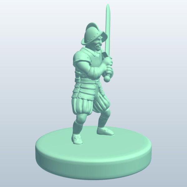 spanishconquistadors spada lunga v1 lo spagnolo conquistadores lungo persone stampabile lowpoly 3D print model - Mito3D